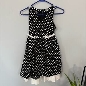 Emily West Black & White Polka Dot Fit & Flare Dress Size 12 Layered Skirt